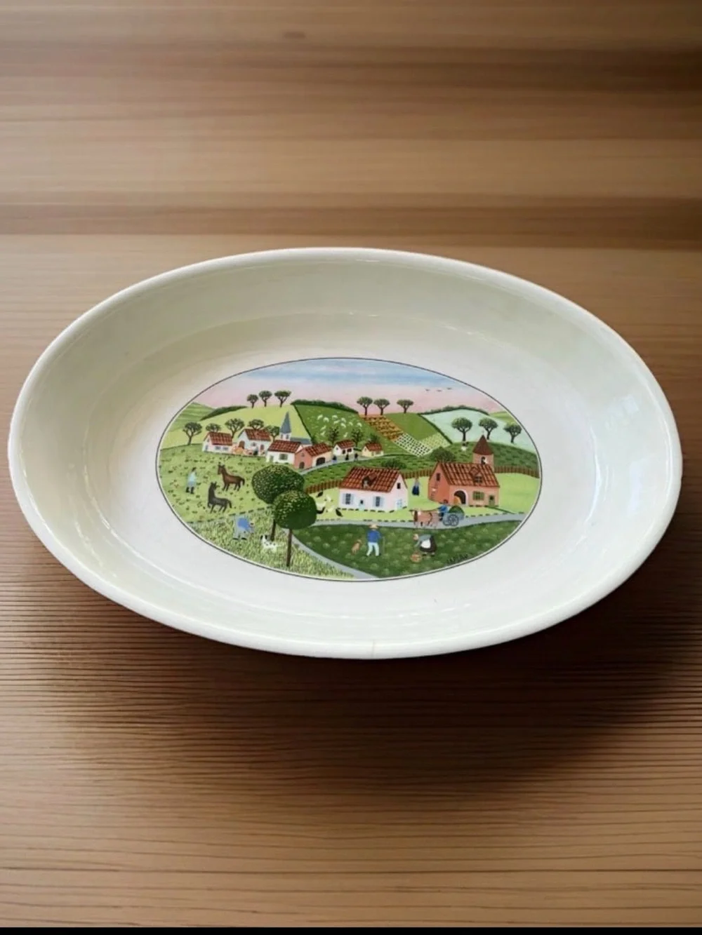 Villeroy & Boch Vilbofour Naif Farming Folk Art Large Oval Casserole Dish 15